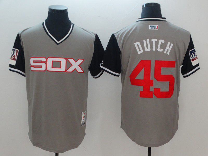 Men Chicago White Sox #45 Dutch Grey New Rush Limited MLB Jerseys->chicago white sox->MLB Jersey